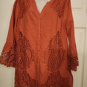 Chico's Burnt Orange Lace Blouse